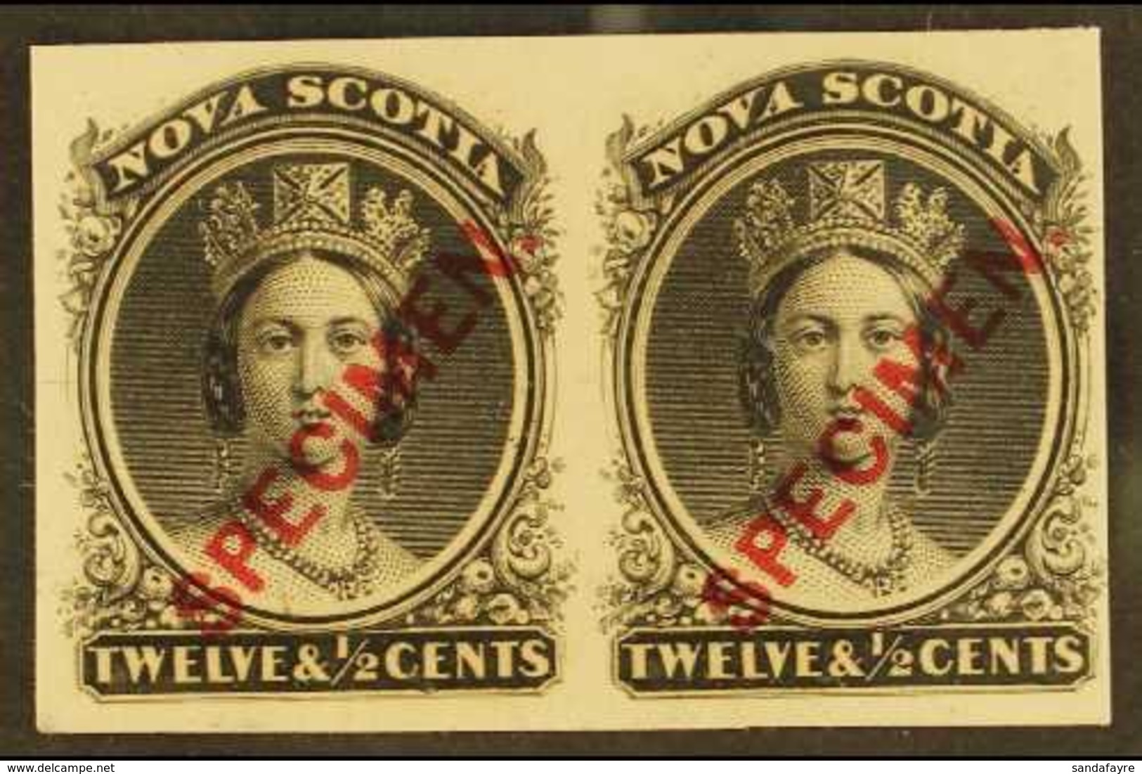 1860  12½c Black Plate Proof, Diagonally Ovptd "Specimen", Uni 13Pii, Superb Horizontal Pair With Clear Margins All Roun - Other & Unclassified
