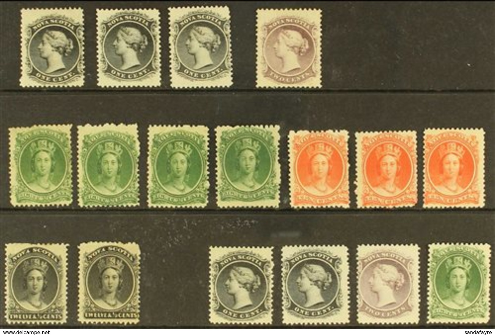 1860-63 MINT SELECTION  Presented On A Stock Card That Includes A Yellowish Paper Range To 12½c (set Less 5c) & A White  - Sonstige & Ohne Zuordnung