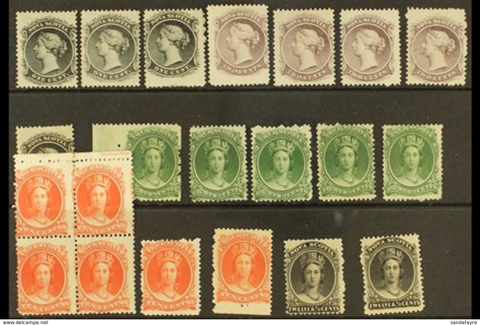 NOVA SCOTIA  1860 - 1863 Mint Selection With 1c (4), 2c Shades (4), 8½c Green Shades (5), 10c (6 Incl Block Of 4) And 12 - Other & Unclassified