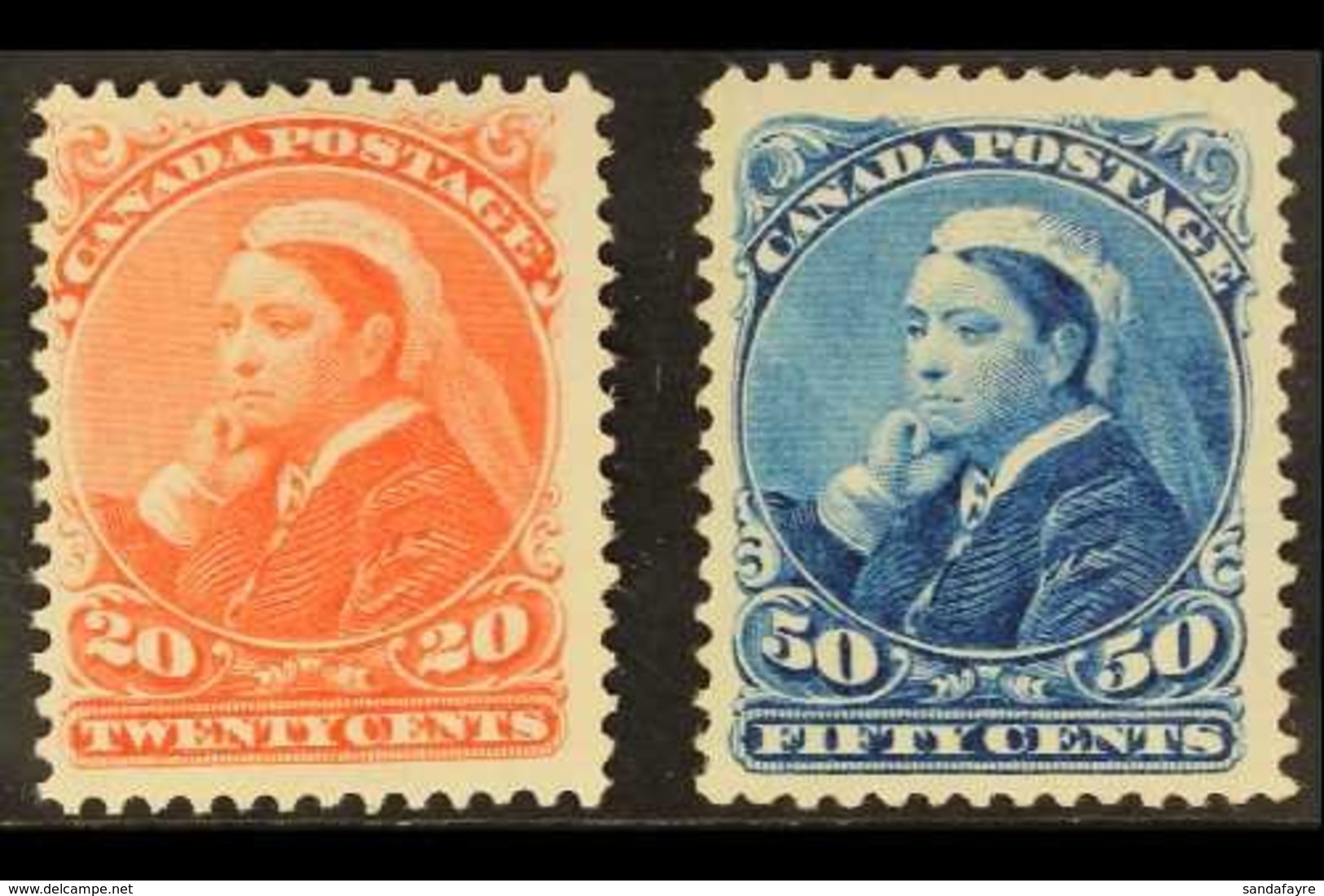 1893  20c Vermilion And 50c Blue "Widow" Pair, SG 115/6, Very Fine And Fresh Mint Og. (2 Stamps) For More Images, Please - Other & Unclassified