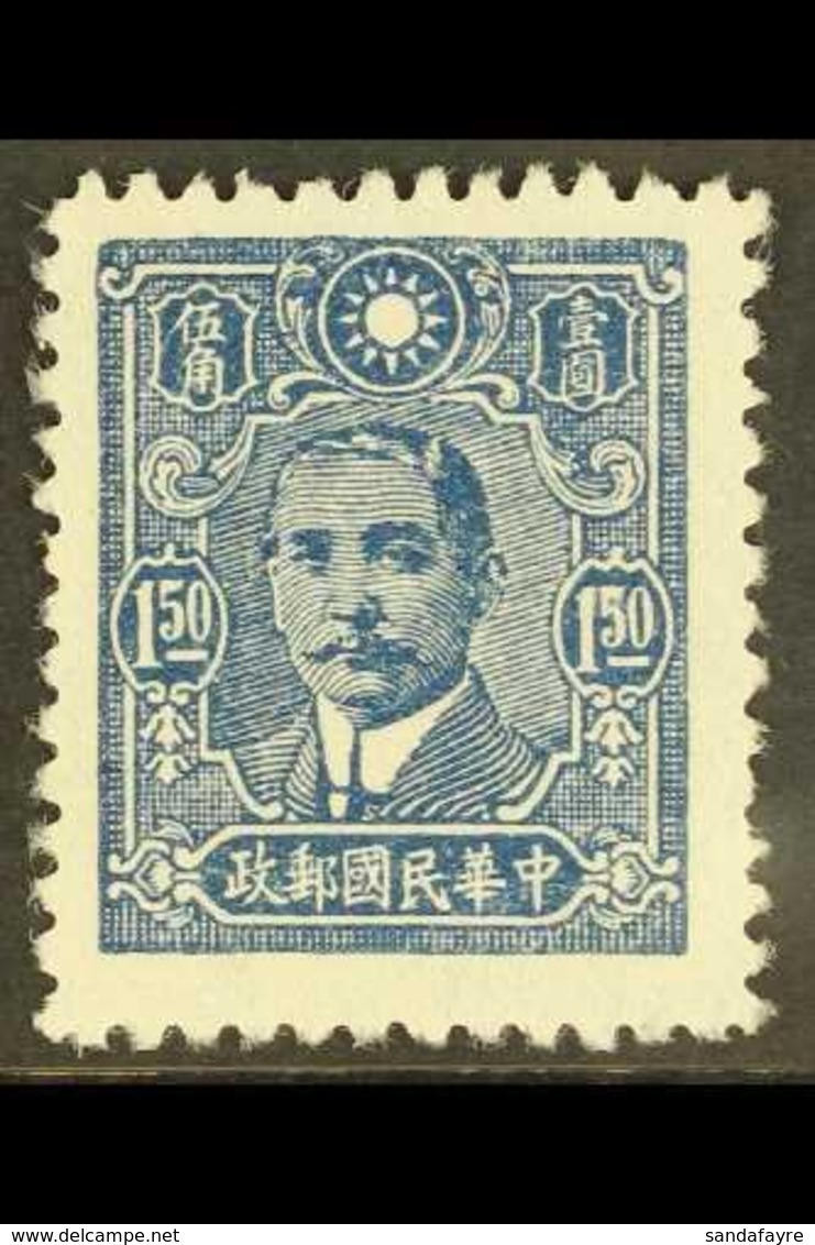 WAR AGAINST JAPAN  1942-46 $1.50 Blue Sun Yat-sen, 5th Issue, Perf 11½ On Wood Free Paper, SG 637B, Very Fine Mint. Scar - Other & Unclassified