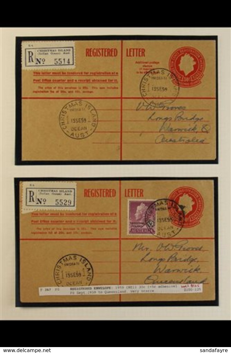 POSTAL STATIONERY - REGISTERED ENVELOPES  1959-1974 Very Fine Used Collection. With 30c Envelopes (12) Used Between 1959 - Christmas Island