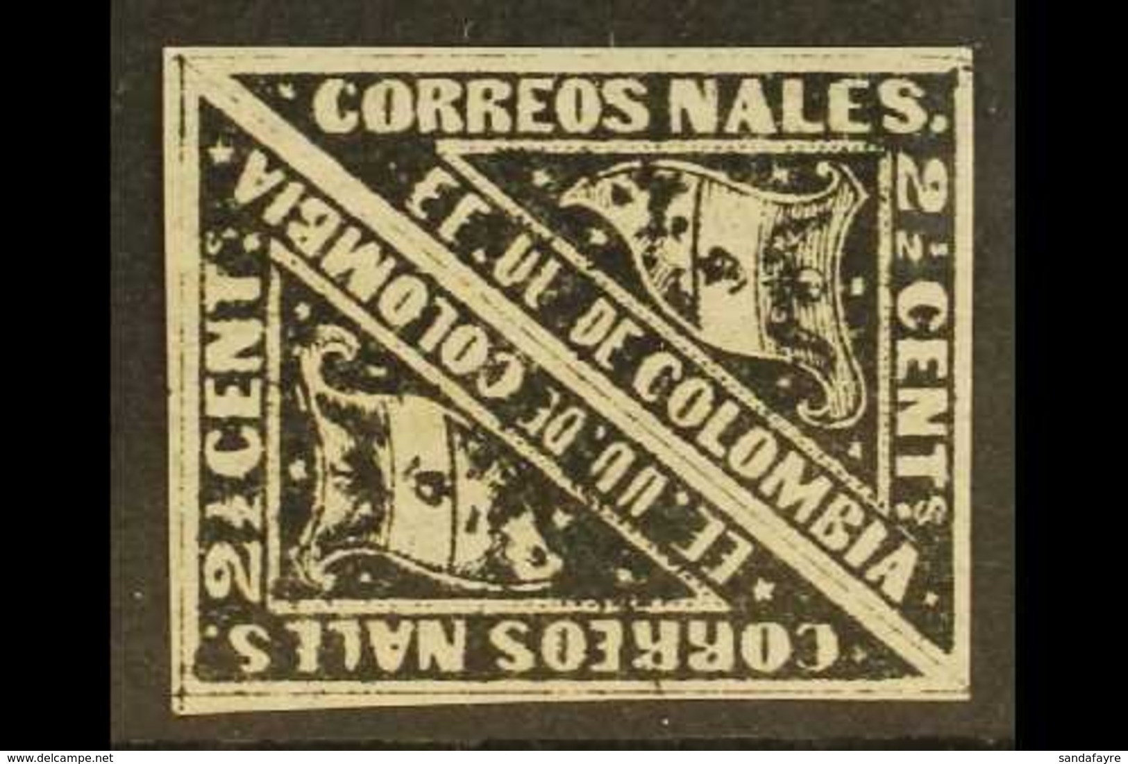 1869-70  2½c Black Carrier Stamp On Laid Paper, Scott 59a, An Attractive Fine Mint PAIR With Good Margins All Round. (2  - Colombia