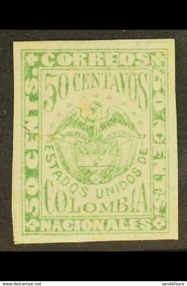 1879  50c Green On Laid Paper, Scott 83, Mint With Good Margins, Some Toning Spots On The Back But Has Been Only Very Li - Kolumbien