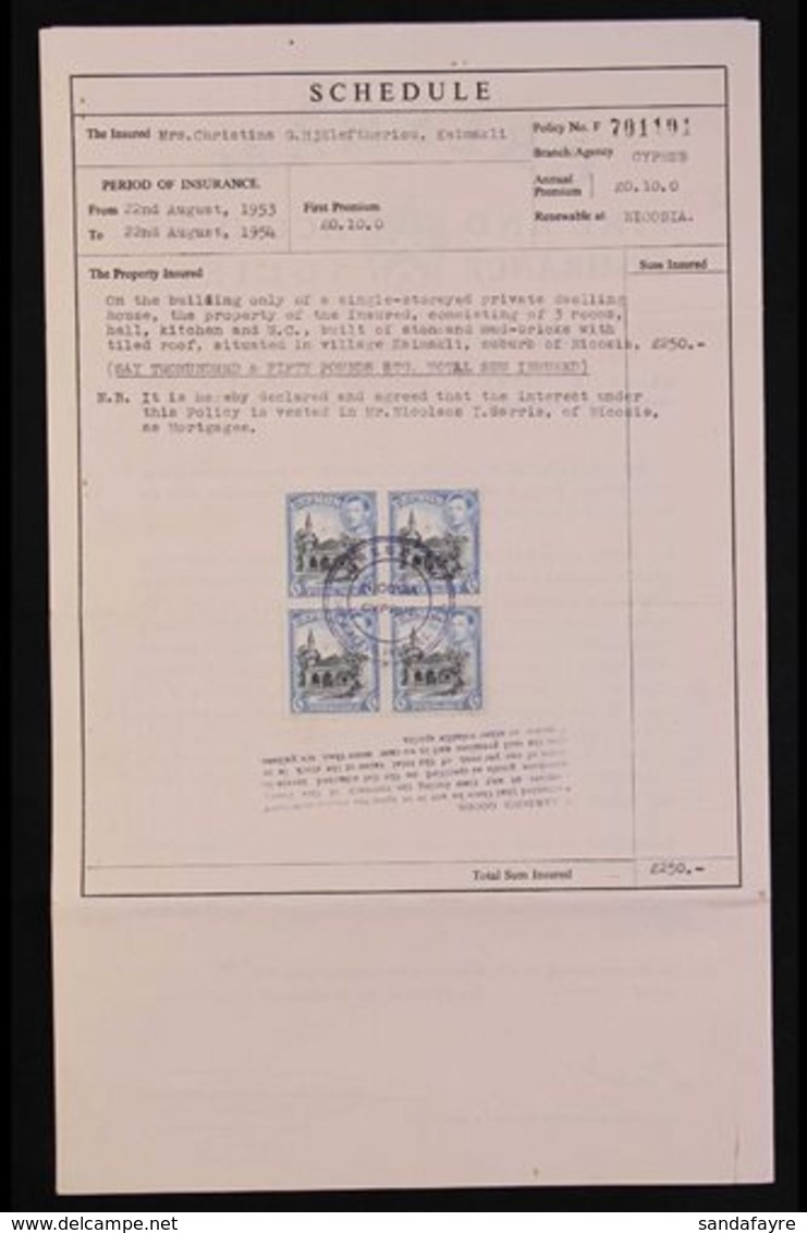 1953 INSURANCE DOCUMENT  Policy Issued By "Gresham Fire & Accident Insurance Society" To Insure A Building For £250, Dut - Sonstige & Ohne Zuordnung