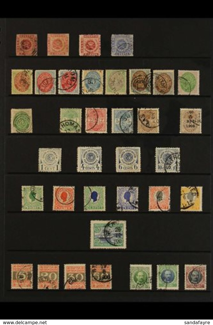 1866-1916 USED COLLECTION CAT £3750+.  A Used Assembly Presented On A Stock Page That Includes 3c Carmine & 3c Carmine R - Danish West Indies