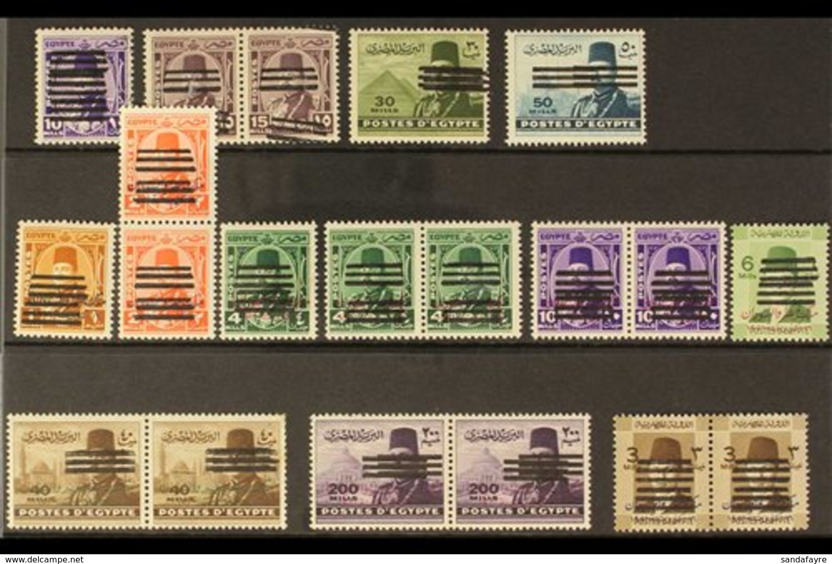 1953-54 FAROUK OBLITERATED VARIETIES.  A Never Hinged Mint Selection Of King Faouk Varieties That Includes 1944-51 Issue - Other & Unclassified