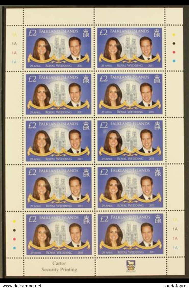 2011  Royal Wedding £2 Multicoloured, SG 1193, Sheetlet Of 10 Stamps, NHM (1 Sheetlet) For More Images, Please Visit Htt - Falklandinseln