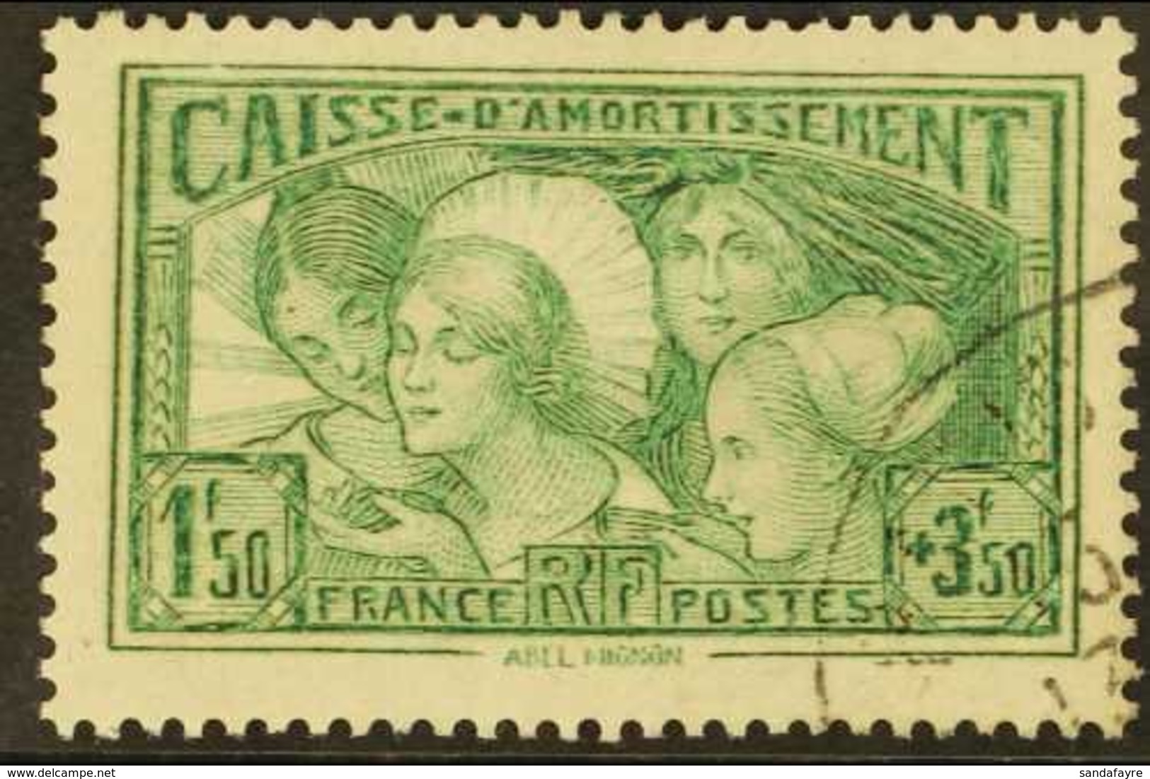 1931  1.50f+3.50f Green Sinking Fund (Yvert 269, SG 493), Very Fine Cds Used, Fresh. For More Images, Please Visit Http: - Other & Unclassified