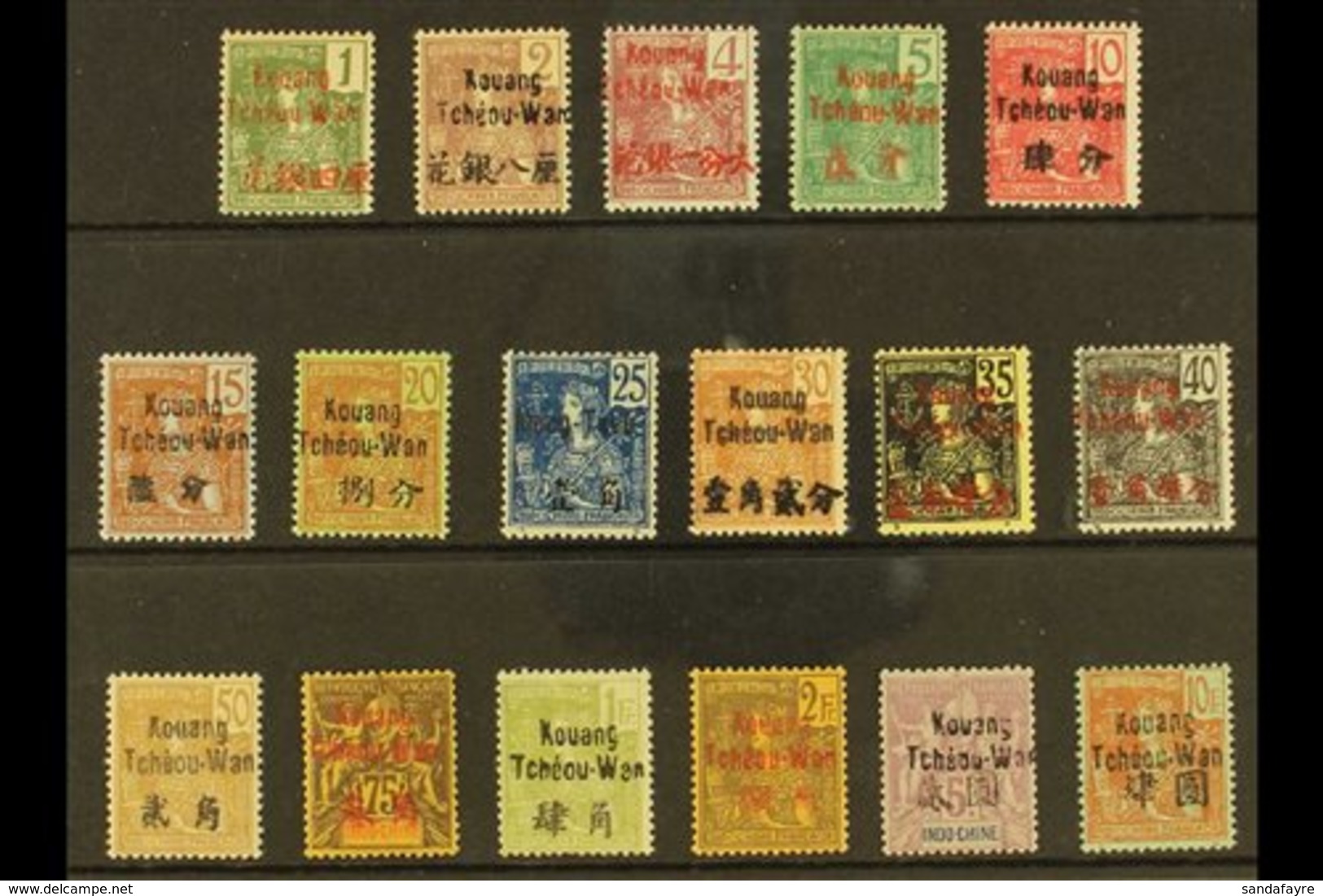 KOUANG-TCHEOU  1906 "Kouang Tcheou-Wan" Overprints, Complete Set, Yvert 1/17, SG 1/17, Very Fine Mint, 5f & 10f Expertis - Sonstige & Ohne Zuordnung