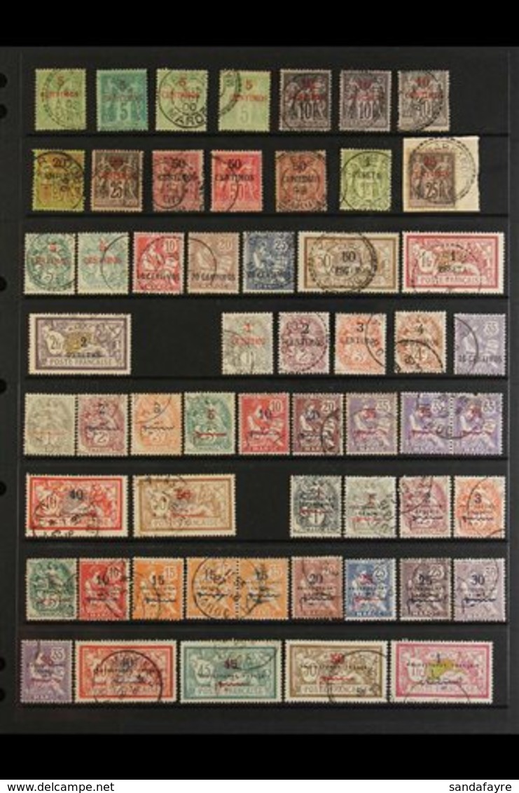 MOROCCO  1891-1958 USED COLLECTION Includes 1891-1900 Surcharge Set To 1p Incl. Both Types Of 50c, 1902-03 Surcharges Se - Other & Unclassified