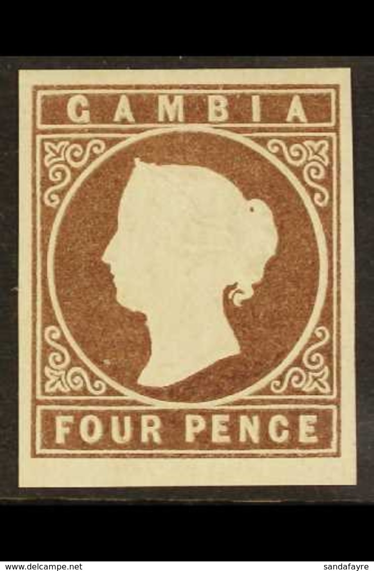 1869-72  4d Pale Brown Imperf, No Wmk, SG 2, Very Fine Unused And Without Gum With 4 Large Margins & Lovely Original Col - Gambia (...-1964)