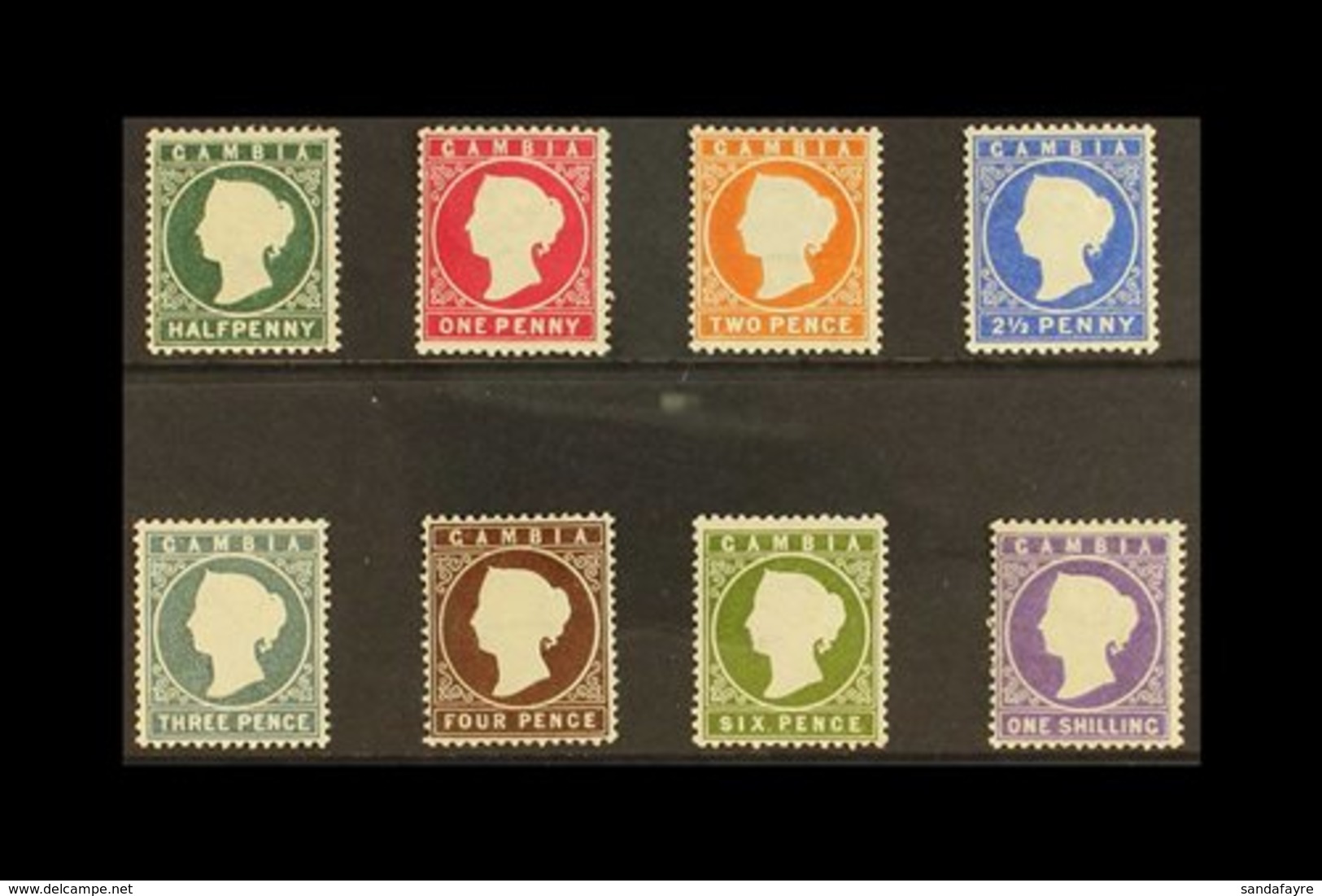 1886-93  Queen Victoria CA Wmk (Sideways) Set, SG 21/35, Very Fine Mint (8 Stamps) For More Images, Please Visit Http:// - Gambia (...-1964)