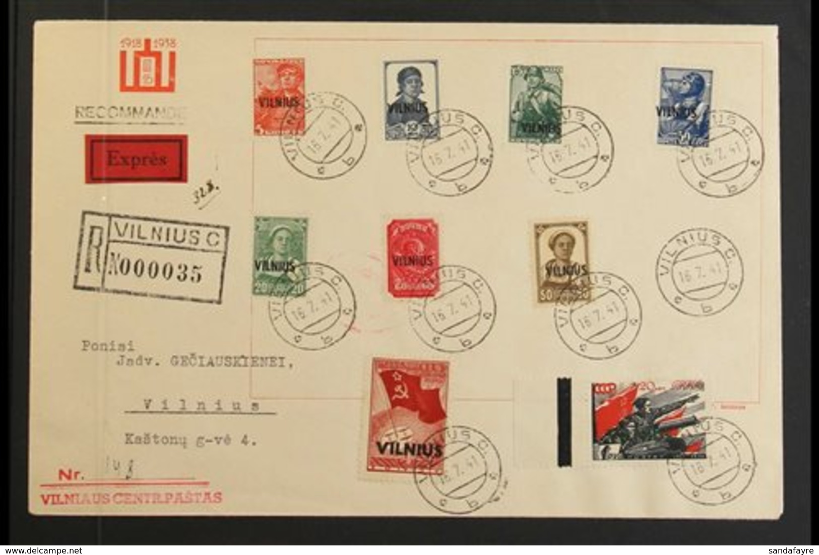 LITHUANIA / VILNIUS  1941 (16 July) Vilnius Complete Set Tied By Vilnius Cds's On The First Day Of Issue To An Attractiv - Sonstige & Ohne Zuordnung