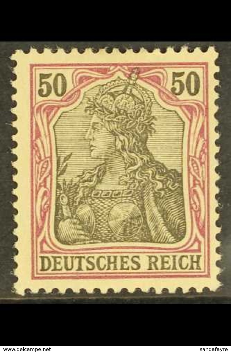 1902  50pf Black & Purple On Rose Germania (Michel 76, SG 75), Never Hinged Mint, Very Fresh, Expertized Hennies BPP. Fo - Otros & Sin Clasificación