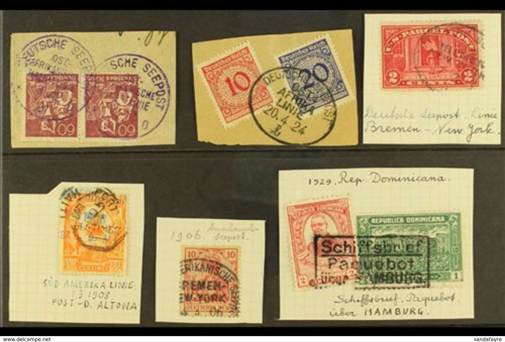 MAILBOAT CANCELS  189t-1929 Interesting Group Of Used Stamps With Various Seepost, Paquebot & Ship Cancels, Some On Piec - Other & Unclassified