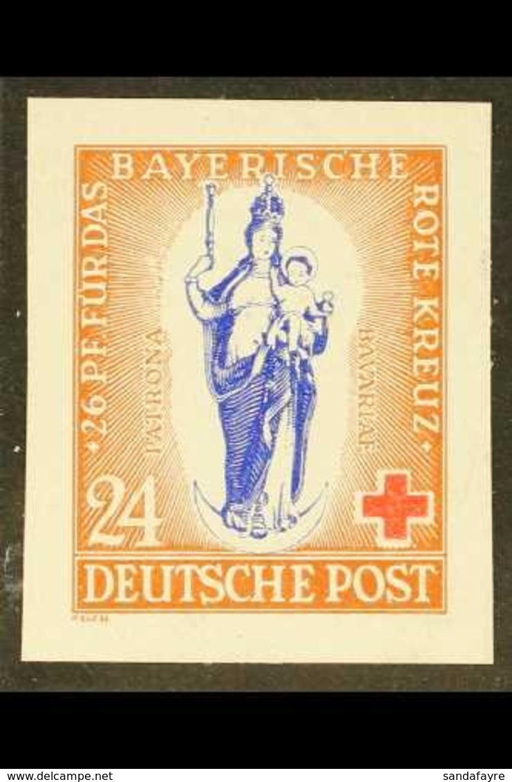 BIZONE (AMERICAN & BRITISH ZONE)  1949 24pf+26pf Blue, Grey & Red IMPERF ESSAY For The Red Cross Issue By P. Suess, Prin - Sonstige & Ohne Zuordnung