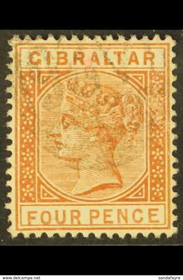 1886-87  4d Orange Brown, SG 12, Fine Used For More Images, Please Visit Http://www.sandafayre.com/itemdetails.aspx?s=63 - Gibraltar