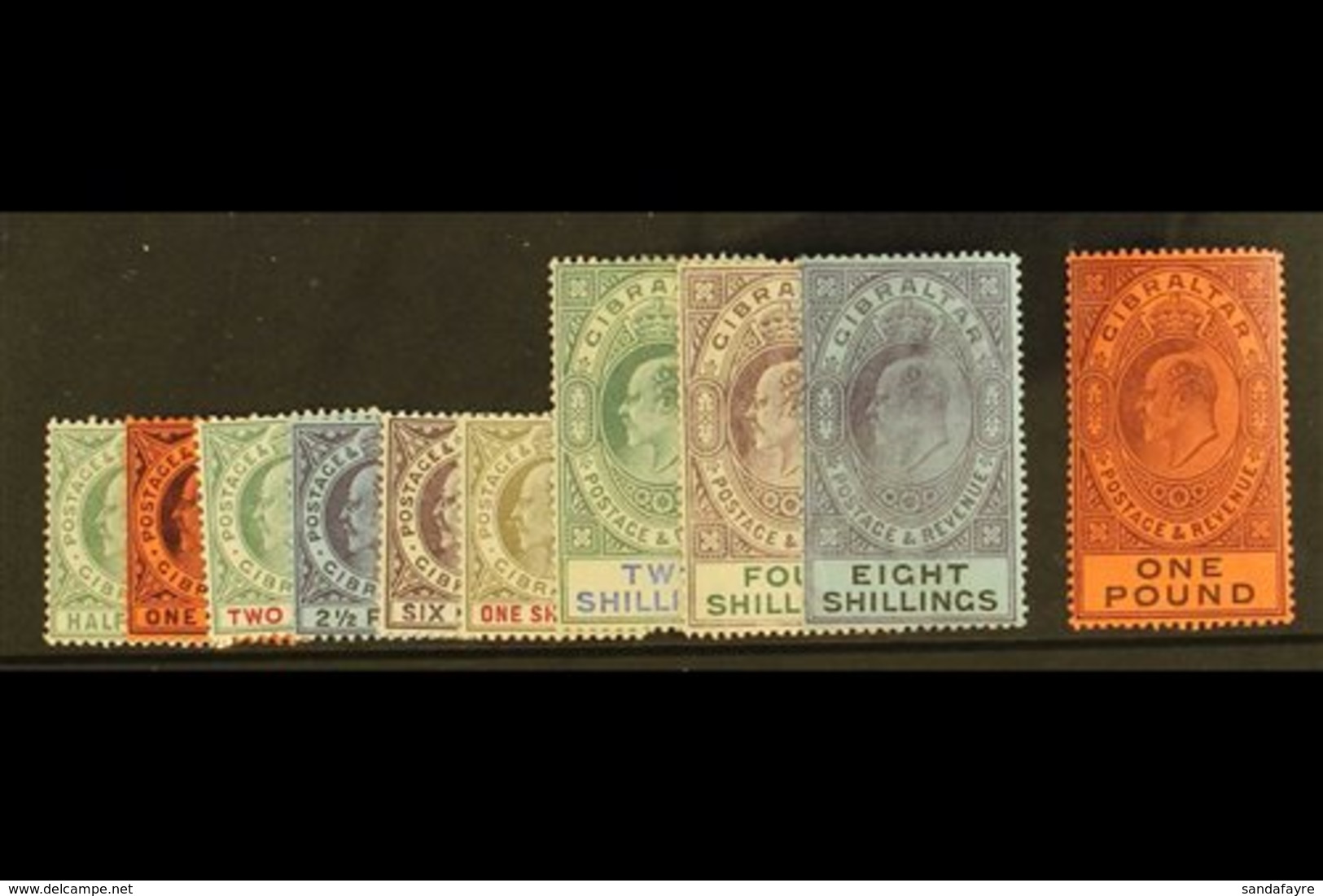 1903  King Edward VII Complete Definitive Set, Watermark Crown CA, SG 46/55, Fine Mint, The £1 Is Superb. (10 Stamps) Fo - Gibraltar