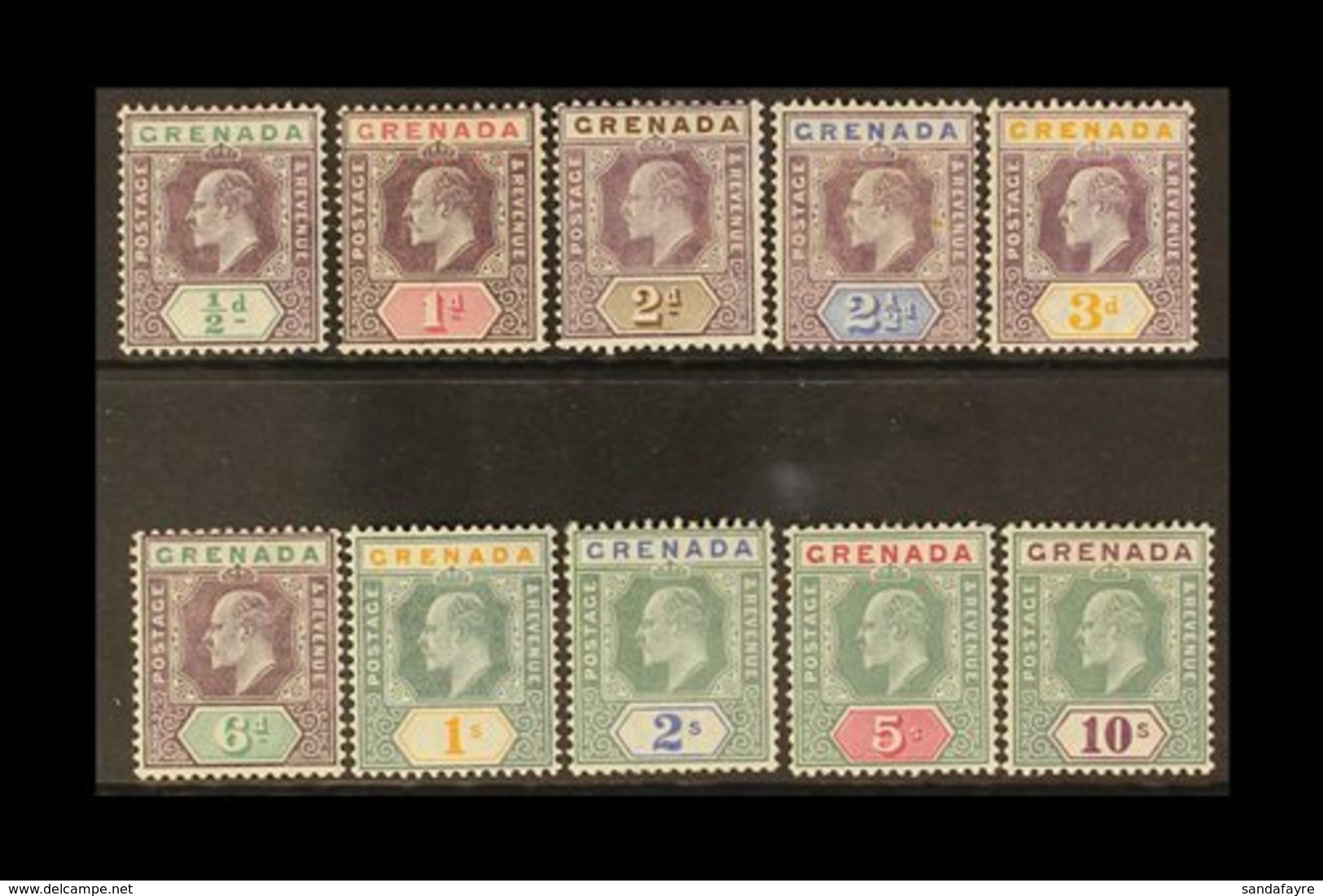 1904-06  MCA Wmk Complete Definitive Set, SG 67/76, Fine Mint. (10 Stamps) For More Images, Please Visit Http://www.sand - Grenada (...-1974)