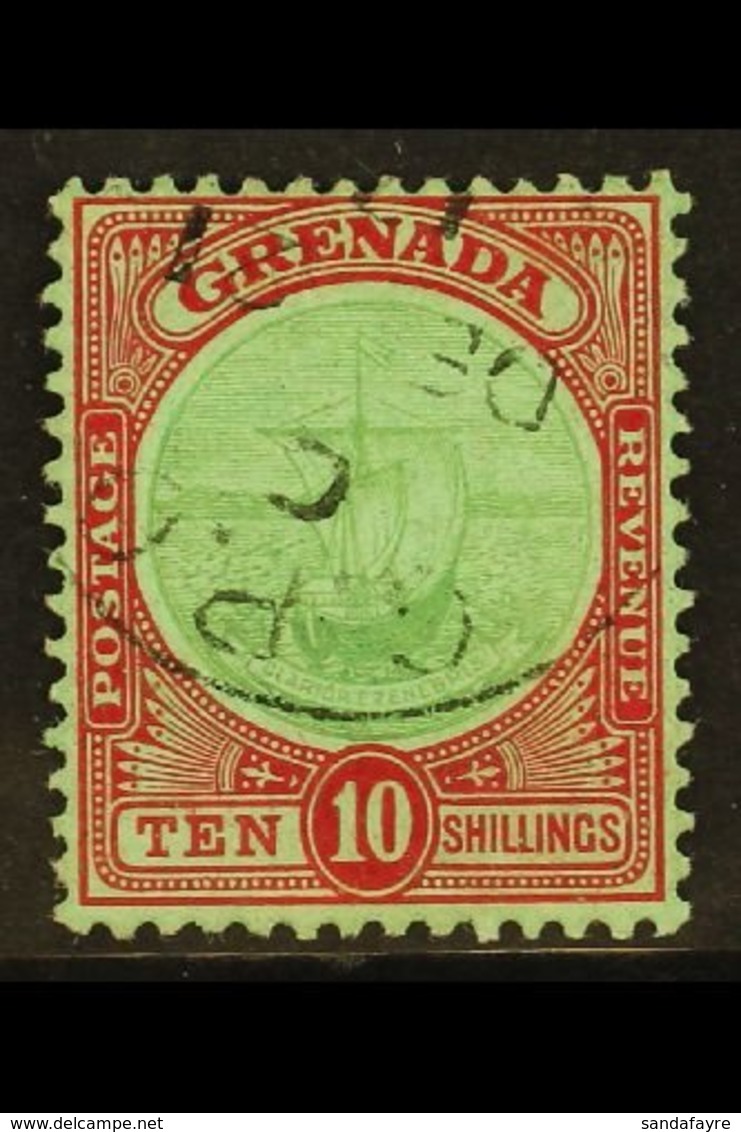 1913  10s Green And Red On Green, SG 101, Very Fine Used, Neat Cds Cancel. For More Images, Please Visit Http://www.sand - Grenada (...-1974)