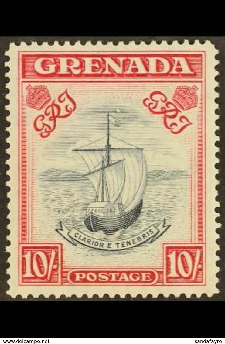 1938-50  10s Slate Blue & Carmine Lake (Wide Frame) Perf 14, SG 163d, Very Fine Mint For More Images, Please Visit Http: - Grenada (...-1974)