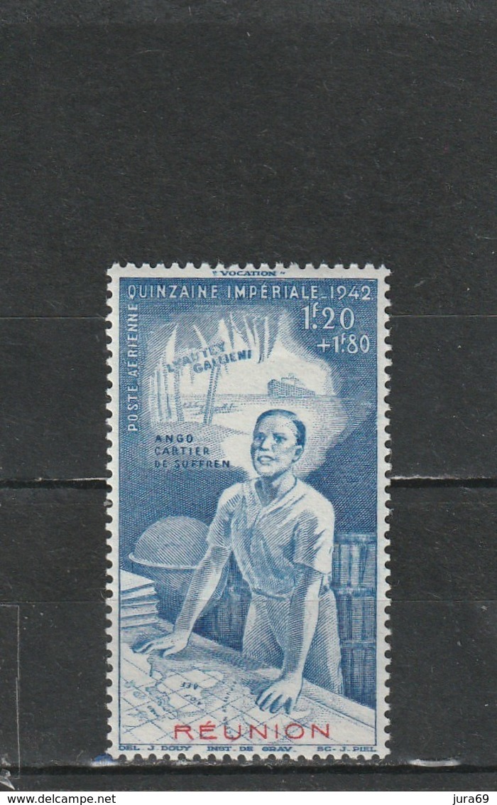 Réunion Neuf *  1942 Poste Aérienne N° 9  Quizaine Impériale - Nuovi