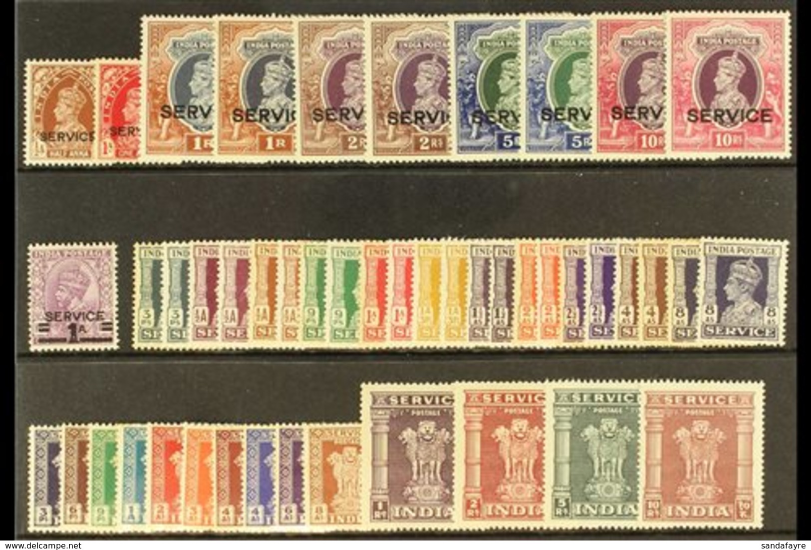 OFFICIALS  1937-51 MINT COLLECTION On A Stock Card That Includes 1937-39 Set (less 9p) With Shades Of Each Rupee Value,  - Other & Unclassified
