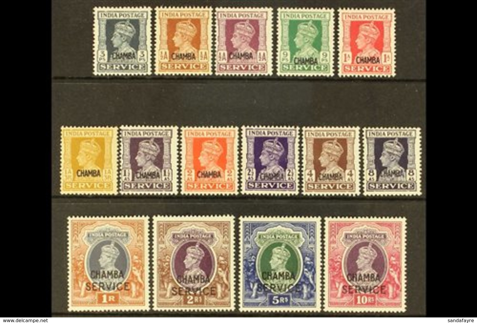 CHAMBA  OFFICIALS. 1940-43 Opt'd Set, SG O72/O86, Fine Mint With Some Tiny Imperfections. (15 Stamps) For More Images, P - Other & Unclassified