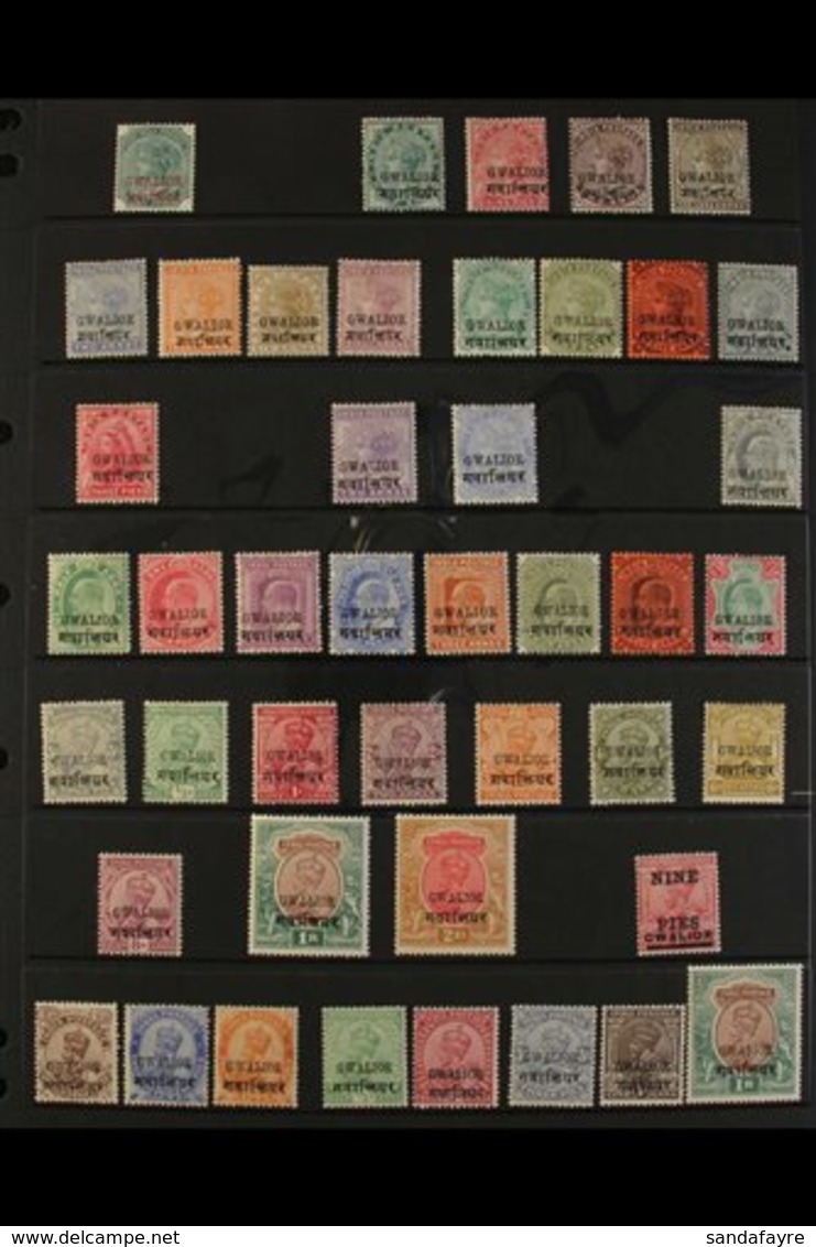 GWALIOR  1885-1937 ALL DIFFERENT MINT COLLECTION Presented On A Stock Page. Includes 1885 4a Opt'd In Red, 1885-97 Black - Other & Unclassified