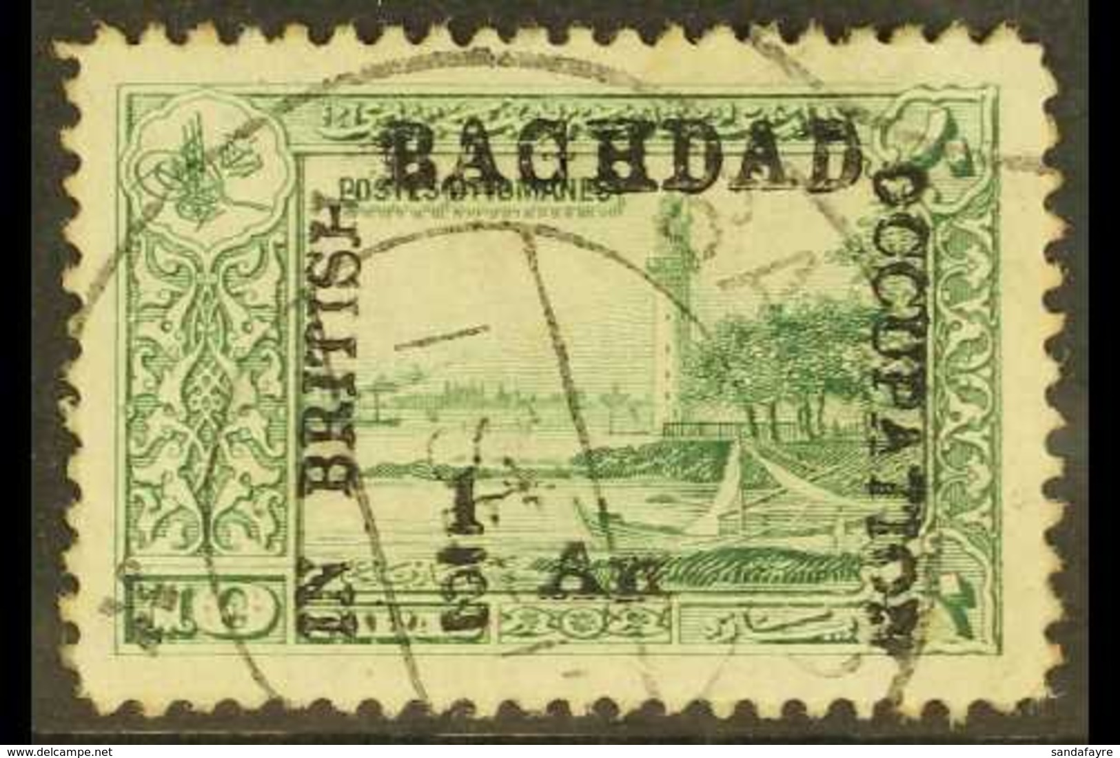 BAGHDAD  1917 ½a On 10pa Green Lighthouse Garden Overprint, SG 3, Fine Used, Fresh, With 2018 David Brandon Photo-certif - Iraq