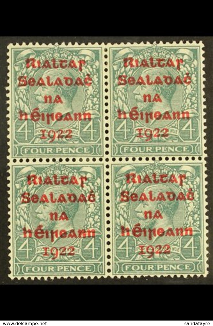 1922  4d Grey-green With Carmine Overprint, SG 6c, A Very Fine Mint Block Of Four. For More Images, Please Visit Http:// - Sonstige & Ohne Zuordnung