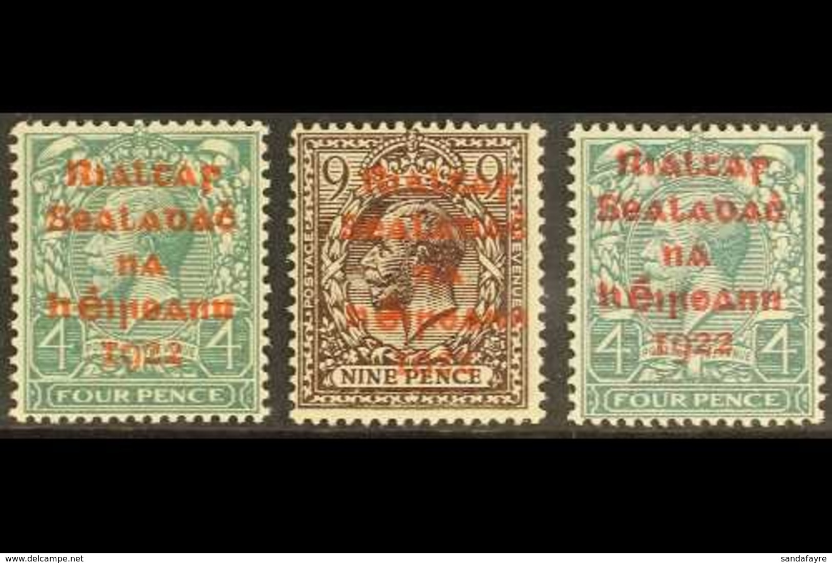 1922  Dollard Red Overprint 4d And 9d, Carmine Overprint 4d, SG 6b/c And 8b, Fine Never Hinged Mint. (3 Stamps) For More - Other & Unclassified