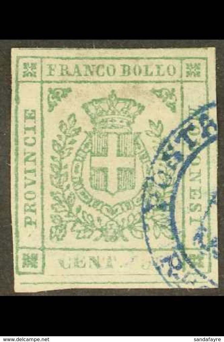 MODENA  1859 5c Green, Provisional Govt, Sass 12, Good Used With Blue Arms In Circle "Posta Lettere Reggio" Cancel, Smal - Ohne Zuordnung