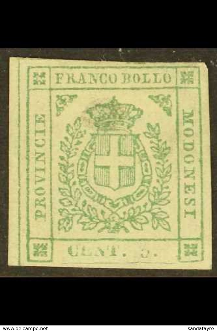 MODENA  1859 5c Green, Provisional Govt, Sass 12, Fine Mint Og, Small Older Hinge Remnant. Cat €2400 (£2100) For More Im - Unclassified