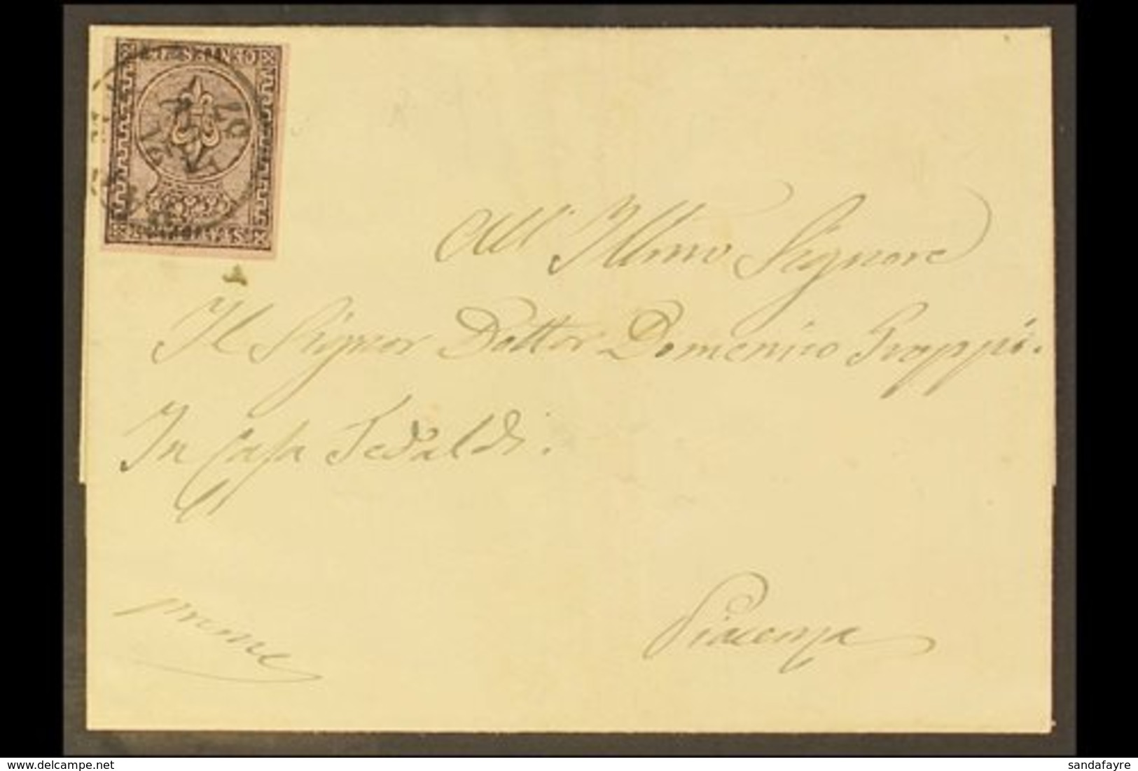 PARMA  1857 Cover To Piacenza Franked Superb Copy Of 1852 15c, Sass 3, With Crisp Parma 21 Nov 57 Cds Cancel. For More I - Ohne Zuordnung