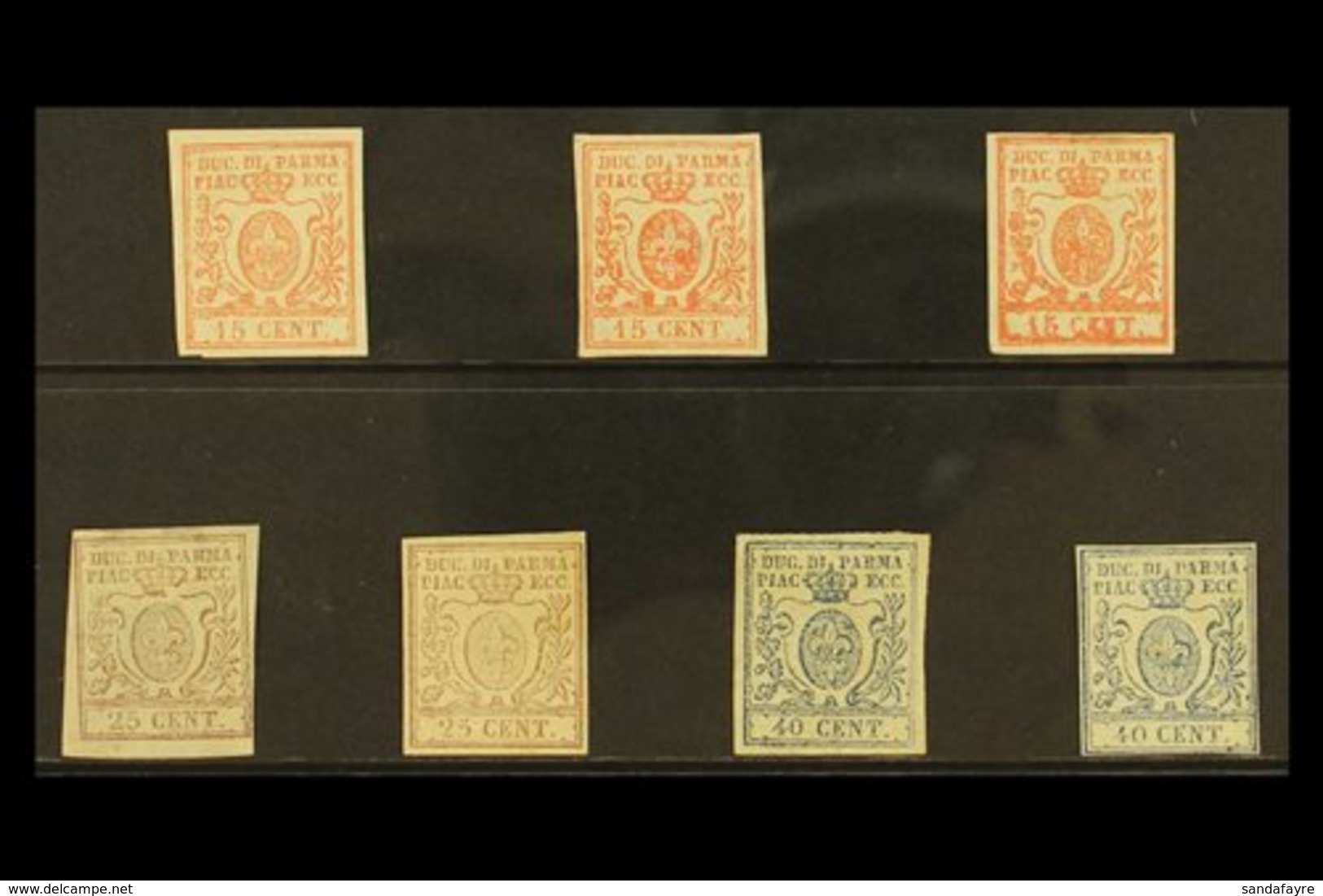 PARMA  1857 FINE UNUSED SELECTION Of The Fleur De Lis Issue Presented On A Stock Card. All With 4 Clear Margins & Withou - Unclassified