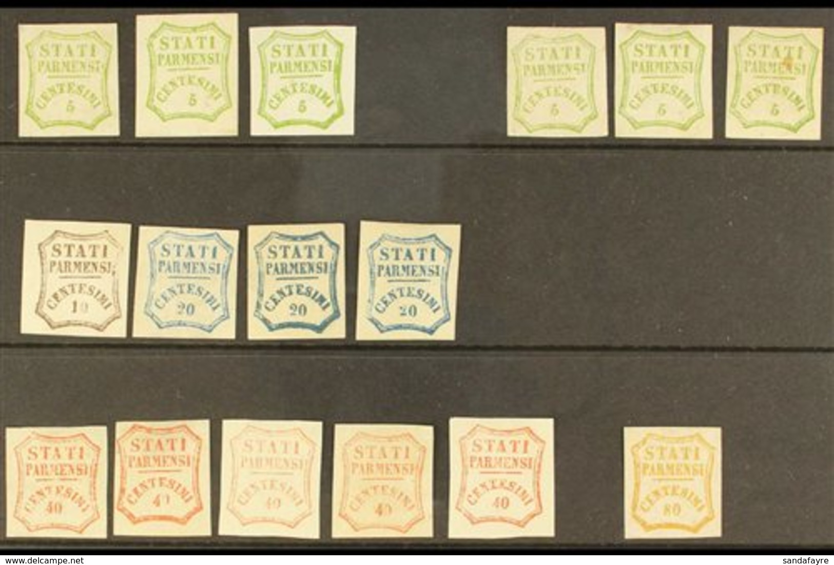PARMA  1859 Provisional Government Issues Range, Sass 12 - 18, With 5c Yellow Green Mint (3), Mint No Gum (3), Then Mint - Unclassified