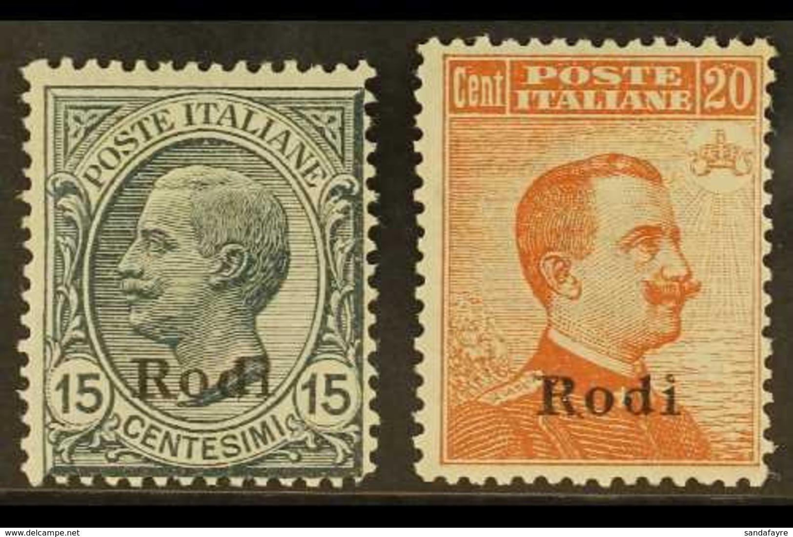 AEGEAN IS - RODI  1922 15c Grey And 20c Orange With Wmk, Sass 11/12, Very Fine Mint. (2 Stamps) For More Images, Please  - Sonstige & Ohne Zuordnung