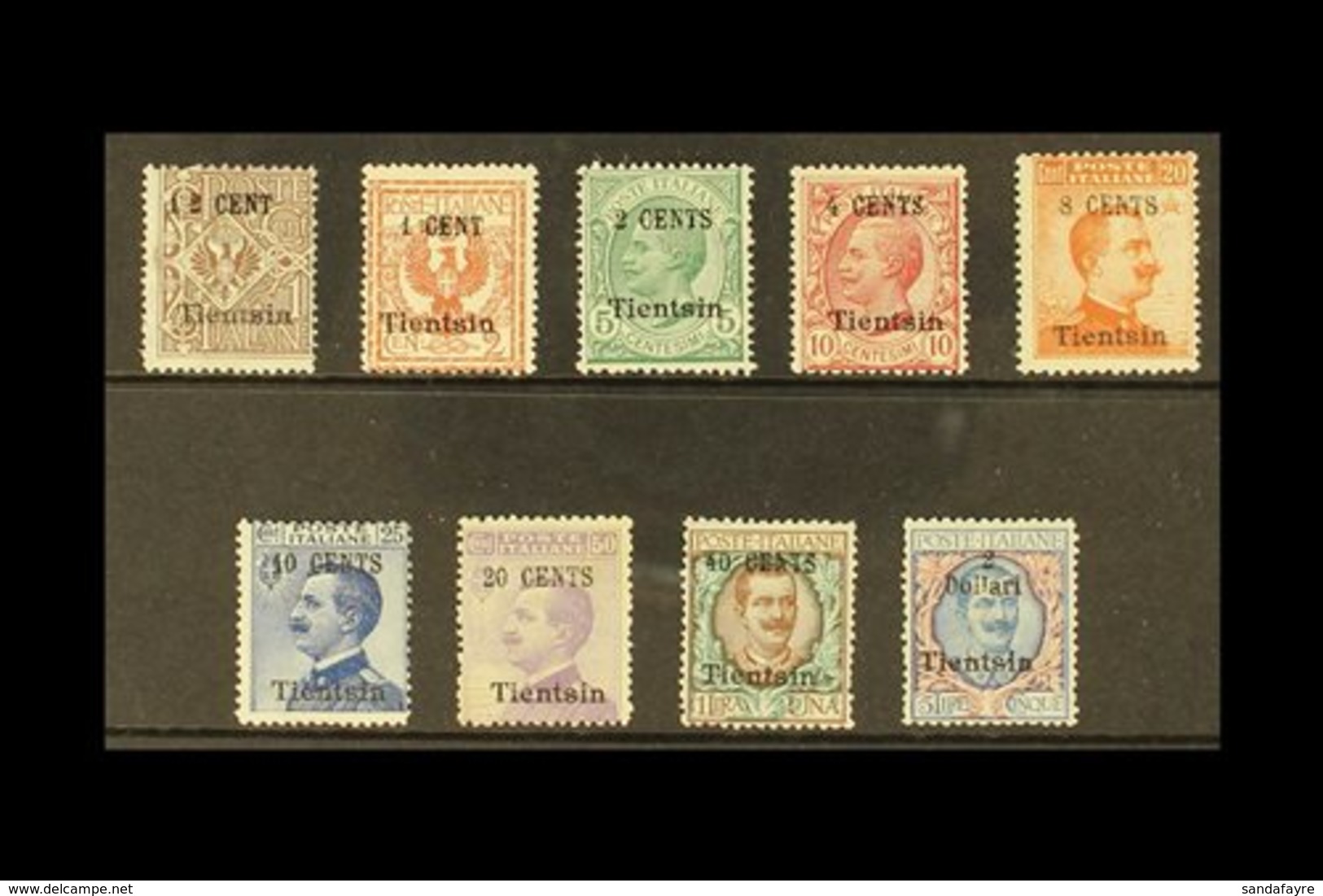 CHINA - TIENTSIN  1918-19 Surcharge Set Complete, Sassone S7, Very Fine Mint. Colla 2011 Certificate, Cat €2000 (9 Stamp - Sonstige & Ohne Zuordnung