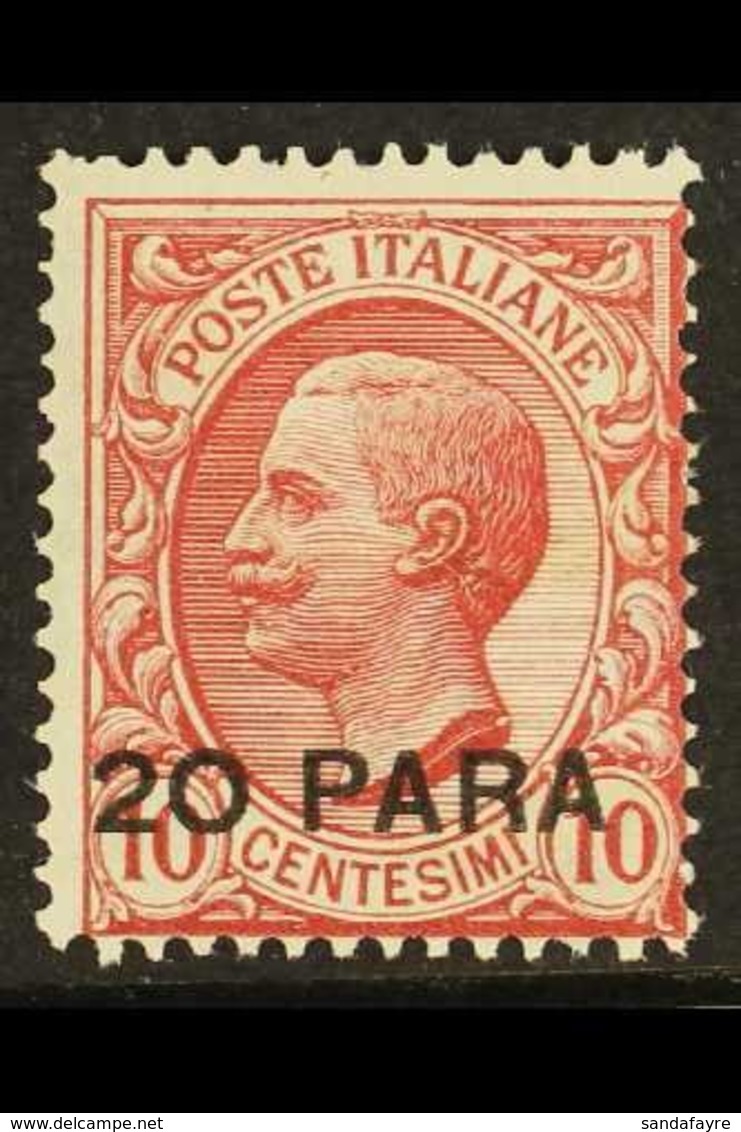 CONSTANTINOPLE  1908 20pa On 10c Rose, SG 34 (Sassone 2), Fresh Never Hinged Mint, Centered To Low Right. Signed Enzo Di - Other & Unclassified
