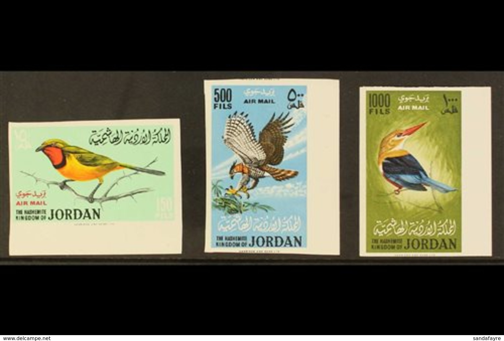 1964  Air Birds Complete IMPERF Set, Michel 490/92 B (SG 627/29 Var), Never Hinged Mint Marginal Examples, Very Fresh. ( - Jordanien