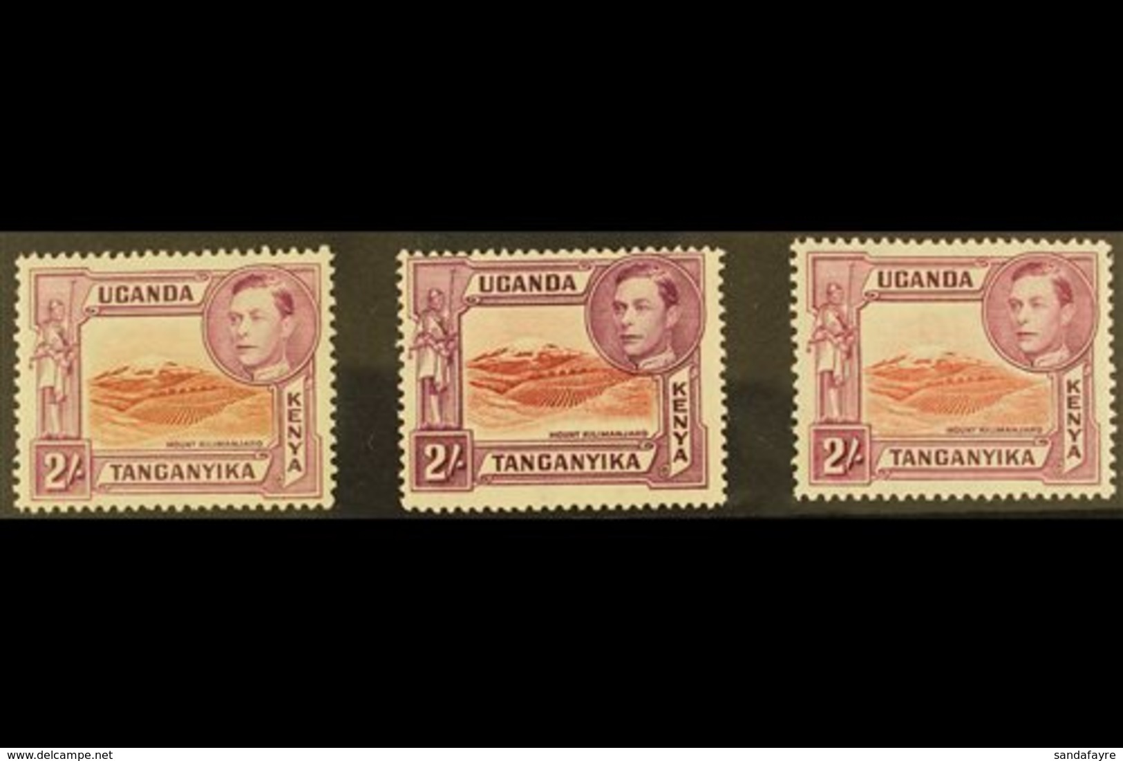 1938-54 MINT TWO SHILLING DEFINITIVE SET.  An All Different Fine Mint Group Presented On A Stock Card, Inc Lake Brown &  - Vide