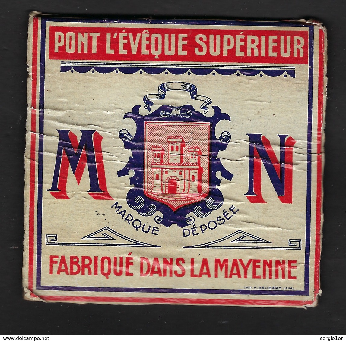 Ancienne Etiquette  Fromage  Pont Leveque  Supérieur "MN" Fabriqué Dans La Mayenne Marque Déposée - Fromage