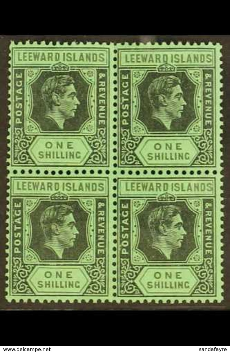 1942  1s Black And Grey On Emerald, SG 110bb, Superb Never Hinged Mint Block Of Four, Scarce Shade. For More Images, Ple - Leeward  Islands