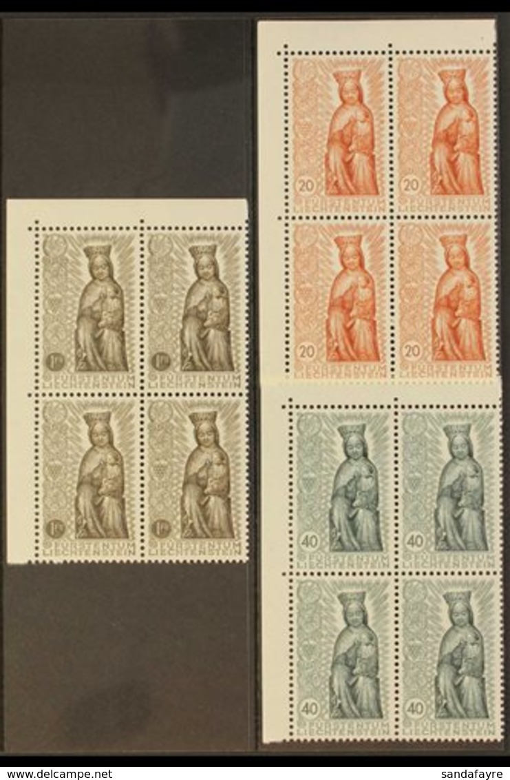 1954  Marian Year Complete Set (SG 327/29, Michel 329/31), Never Hinged Mint Matching Top Left Corner BLOCKS Of 4, Fresh - Sonstige & Ohne Zuordnung