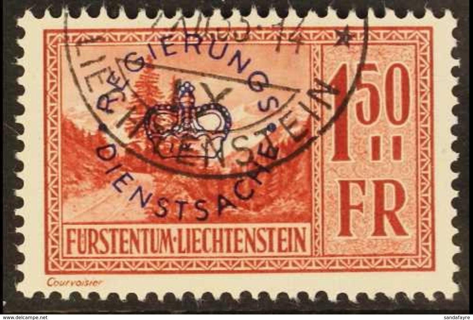 OFFICIAL  1934-35 1.50f Red-brown Overprint (SG O159, Michel 19), Superb Cds Used, Fresh. For More Images, Please Visit  - Other & Unclassified