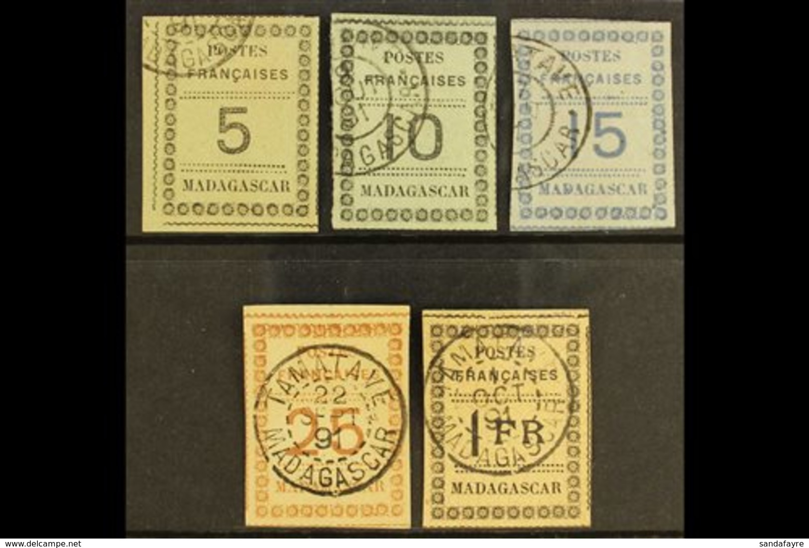 1891  Numeral Issue Complete Set To 1fr, Yv 8/12, Fine And Fresh Used With Margins All Round. (5 Stamps) For More Images - Sonstige & Ohne Zuordnung