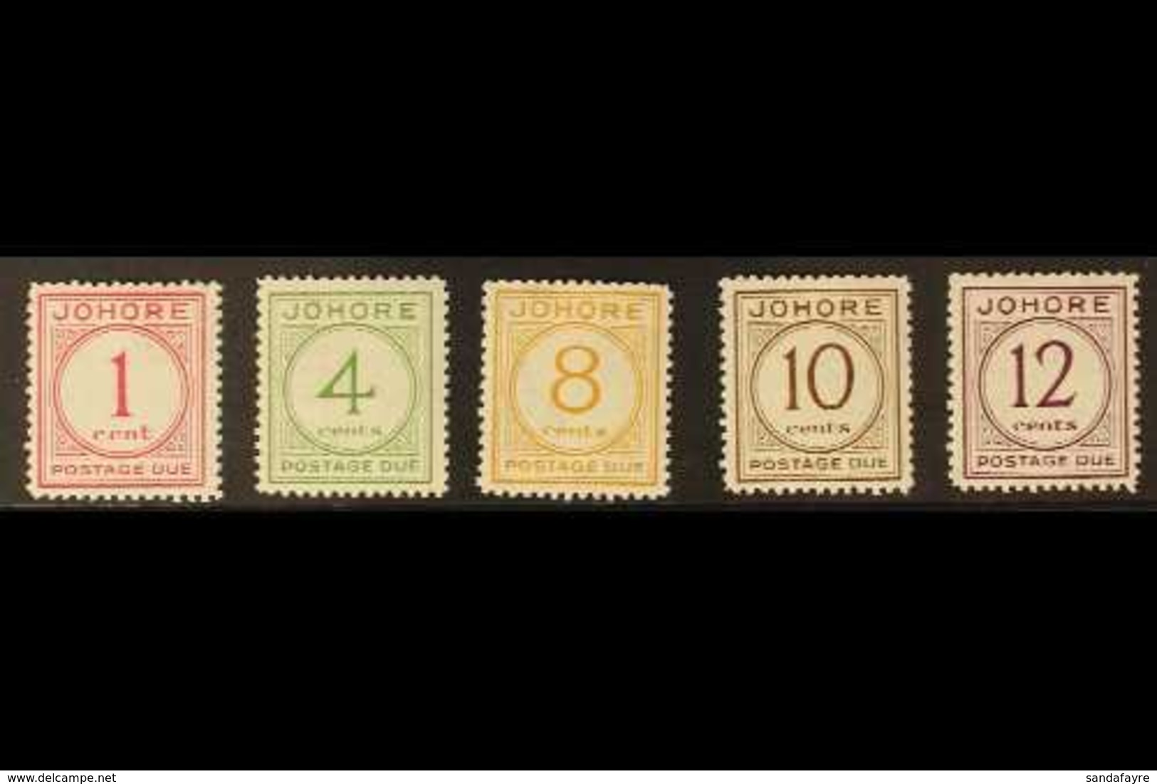 JOHORE  POSTAGE DUES 1938 Complete Set, SG D1/5, Very Fine Mint (5 Stamps). For More Images, Please Visit Http://www.san - Other & Unclassified