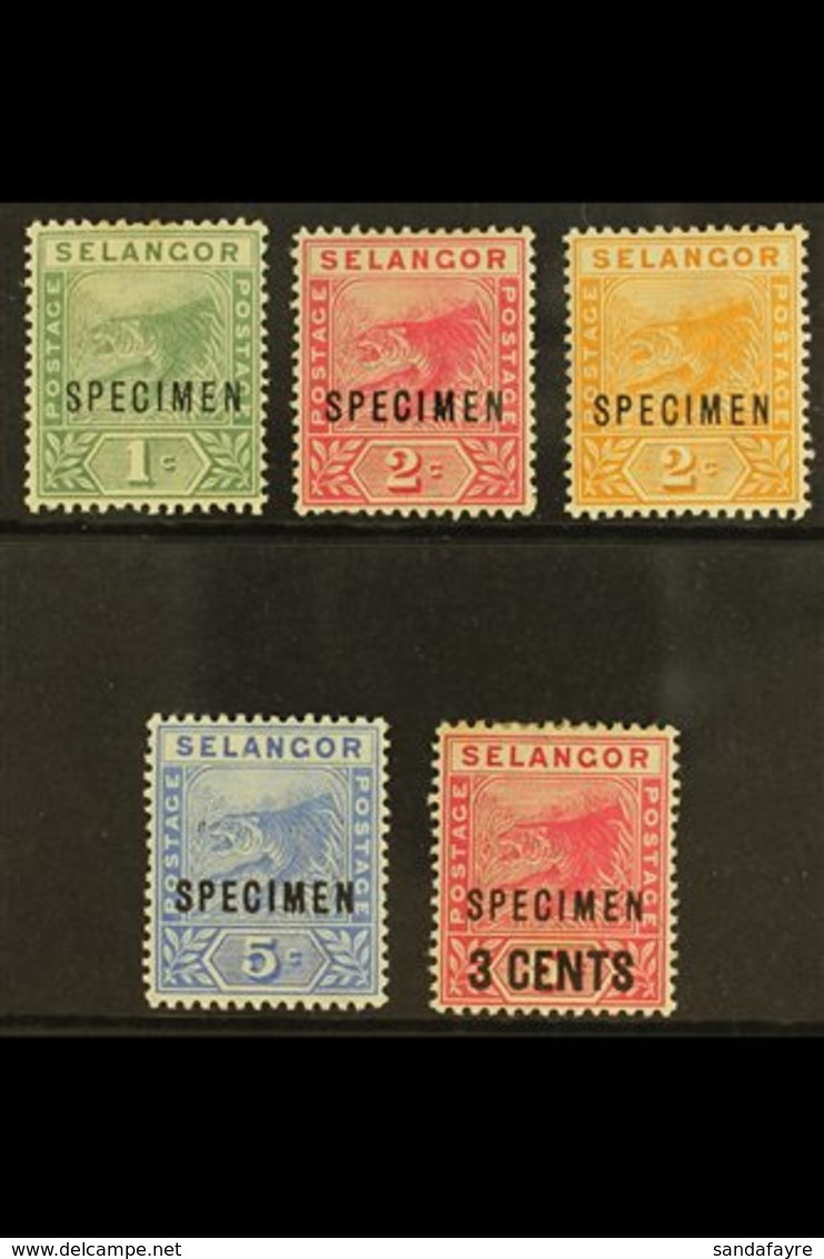 SELANGOR  1891 - 4 Tigers Set Plus 3c Overprint Overprinted "Specimen", SG 49s/53s, Very Fine Mint. (5 Stamps) For More  - Other & Unclassified